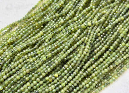 2mm 3mm 4mm Faceted Round Natural Green Jade Gemstone Beads 15.5 Inches Strand #4928