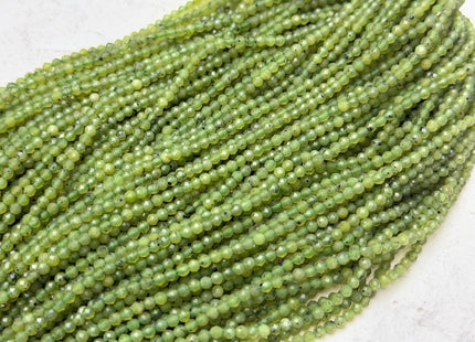 2mm 3mm Faceted Round Natural Green Jade Gemstone Beads 15.5 Inches Strand #4930