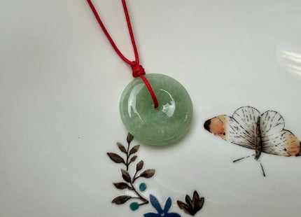 One Piece 22-26 mm Smooth Round Donut Ring Shape Natural Burmese Green Jade Pendant Beads #4922