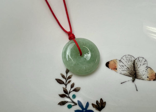 One Piece 22-26 mm Smooth Round Donut Ring Shape Natural Burmese Green Jade Pendant Beads #4922