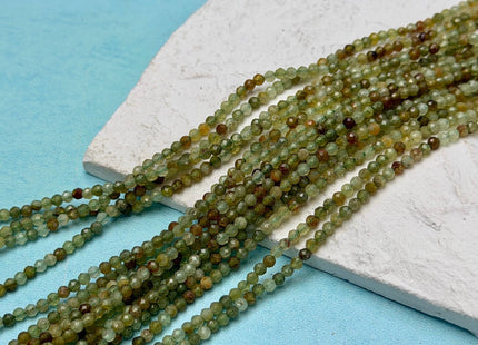 2mm AAA Natural Faceted Round Green Garnet Gemstone Beads 15.5 inches Strand #4935