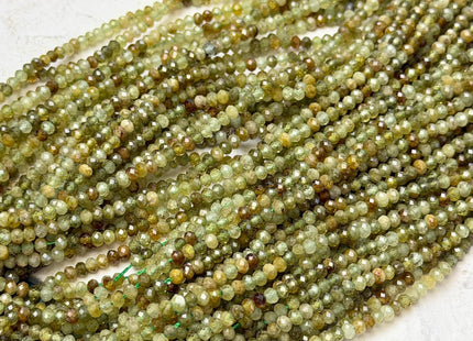 2x3mm AAA Natural Faceted Rondelle Green Garnet Gemstone Beads 15.5 inches Strand #4936