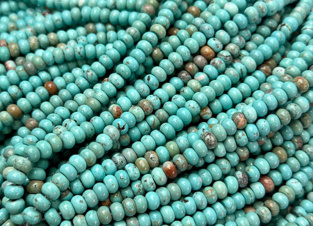 4mm 6mm 8mm Smooth Rondelle Shape Green Turquoise Gemstone Beads #4937