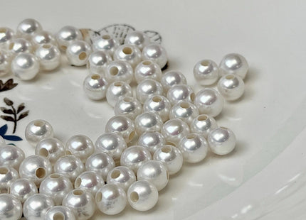 One Piece 6.5-7mm AAAAA Natural White Perfect Round Freshwater Edison Pearl Large Hole Super High Luster Beads #P3755