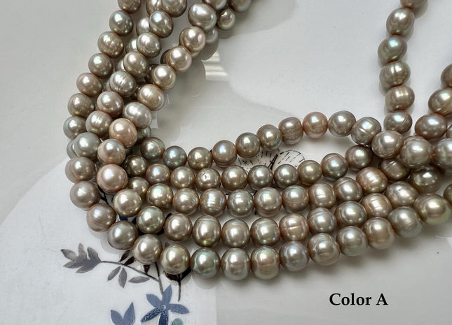 7-8 mm Beige Champagne Color Potato Freshwater Pearl 60 Beads #P3756