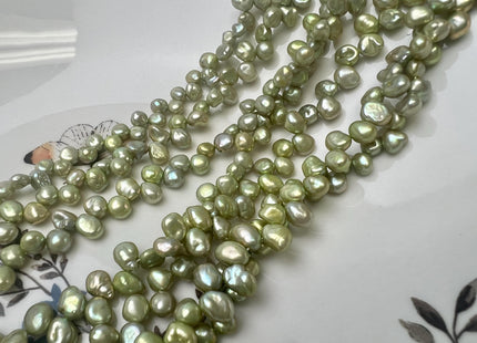 6x7 mm AAA Sage Green Top Drilled Keshi Freshwater Pearl #P3757