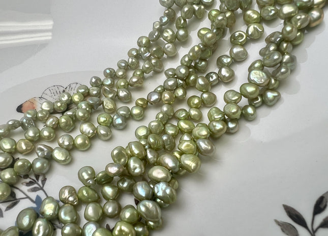 6x7 mm AAA Sage Green Top Drilled Keshi Freshwater Pearl #P3757