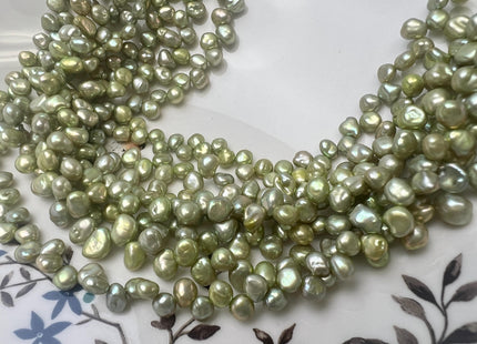 6x7 mm AAA Sage Green Top Drilled Keshi Freshwater Pearl #P3757