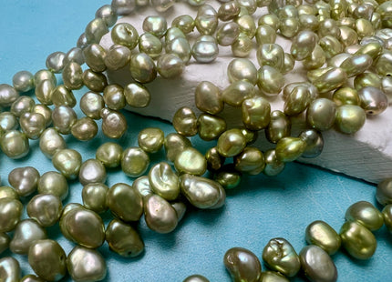 6x7 mm AAA Sage Green Top Drilled Keshi Freshwater Pearl #P3757