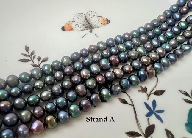 5.5-6 mm Peacock Color Potato Freshwater Pearl Beads #P3759