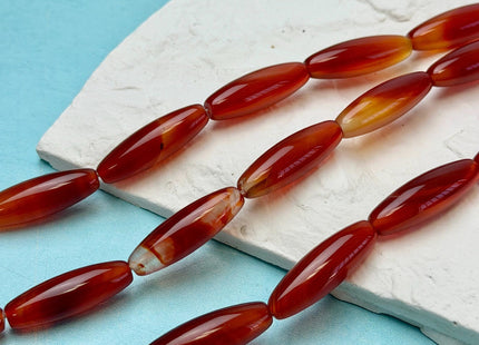 10x30 mm Large Barrel Shape Smooth Orange Red Carnelian Gemstone Loose Beads 15 Inches Strand 13 Beads #4941
