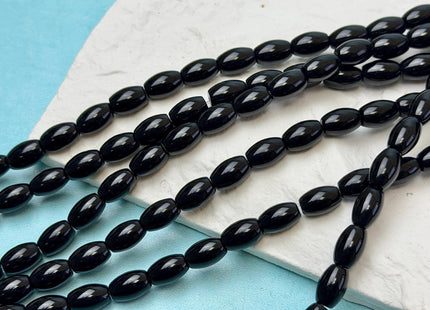 6x9 mm Large Barrel Shape Smooth Black Agate Gemstone Loose Beads 15.5 Inches Strand 42 Beads #4944