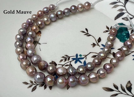 7-8 mm AA Half Strand Rare Natural Dark Purple Mauve Pink Baroque Edison Pearl Bead Large Hole 2.1mm #P3760