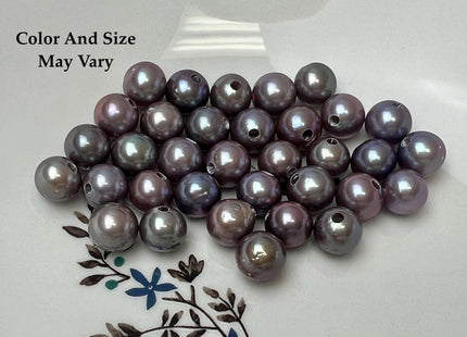 ONE Piece Rare AA 10-11 mm Dark Purple Mauve Round Edison Pearl Large Hole 2.1mm #P3761