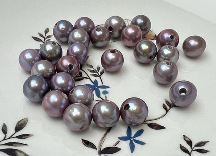 ONE Piece Rare AA 10-11 mm Dark Purple Mauve Round Edison Pearl Large Hole 2.1mm #P3761