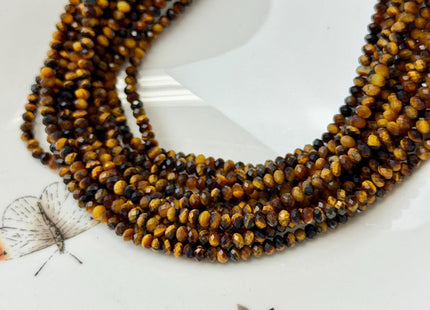 2x3mm AAA Natural Faceted Rondelle Tiger Eye Gemstone Beads 15 Inches Strand #4945