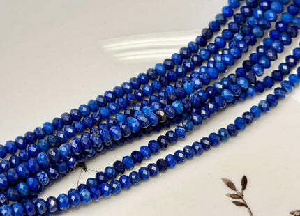 3x4mm AAA Natural Faceted Rondelle Blue Lapis Gemstone Beads 15 Inches Strand #4946