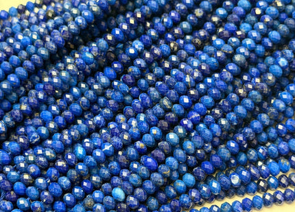 3x4mm AAA Natural Faceted Rondelle Blue Lapis Gemstone Beads 15 Inches Strand #4946