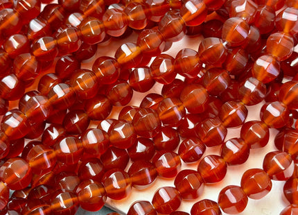 9.5x11 mm Large Faceted Pumpkin Orange Red Carnelian Gemstone Loose Beads 14.5 Inches Strand 38 Beads #4948