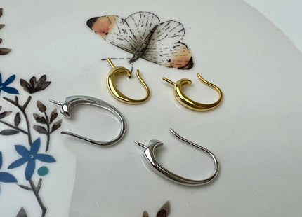 One Pair 925 Sterling Silver/Gold Simple Hook Earring Setting 925 Sterling Silver Earring Hook Findings For Half Drilled Pearls #10168