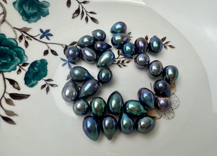 One Piece AAA 9.5-10x12-14 mm Top Quality High Luster TearDrop Half Drilled Freshwater Pearls Genuine Peacock Color Freshwater Pearls #1641