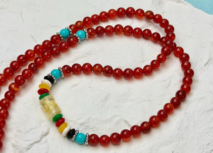 6mm Smooth Round Carnelian Jade Tiger Eye Amethyst Carnelian Gemstone Stacked Elastic Stretch Bracelet 29 Inches #4949