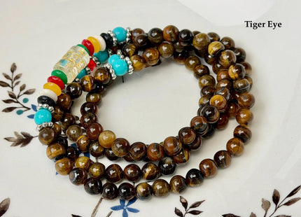 6mm Smooth Round Carnelian Jade Tiger Eye Amethyst Carnelian Gemstone Stacked Elastic Stretch Bracelet 29 Inches #4949