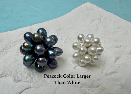Genuine Natural White Freshwater Pearl Stud Earring .925 Sterling Silver Cluster Earring Posts Pearl Earrings Bridal Earrings #10047-A