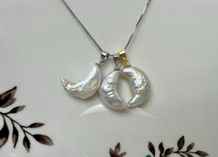 One Piece 925 Sterling Silver/Gold Pendant Setting Finding For Half Drilled Pearls #10408