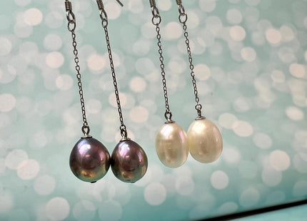 One Pair 925 Sterling Silver/Gold Dangle Earring Finding For Half Drilled Pearl #10410