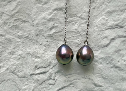 One Pair 925 Sterling Silver/Gold Dangle Earring Finding For Half Drilled Pearl #10410