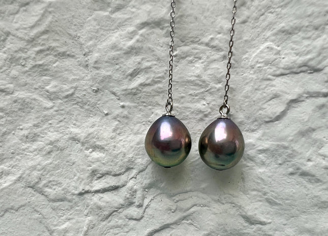 One Pair 925 Sterling Silver/Gold Dangle Earring Finding For Half Drilled Pearl #10410
