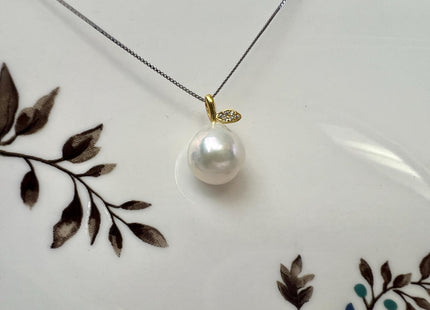 One Piece 925 Sterling Silver/Gold Apple Leaf Pendant Setting Findings For Half Drilled Pearls #10411