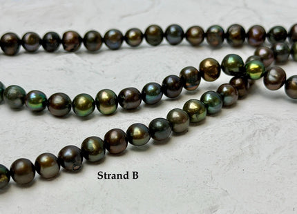 6-7 mm Dark Forest Green Color Potato Freshwater Pearl Beads #P3737