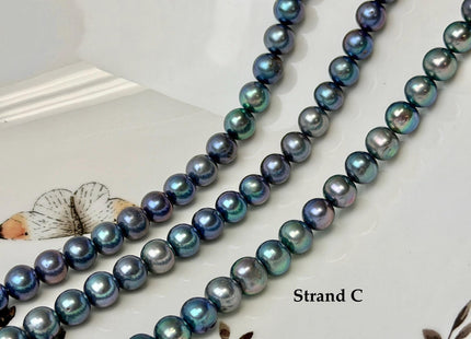 6-7 mm AA Peacock Color Off Round Freshwater Pearl Beads #P3739