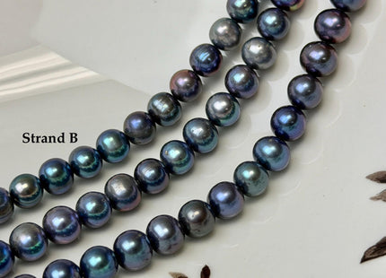 6-7 mm AA Peacock Color Off Round Freshwater Pearl Beads #P3739