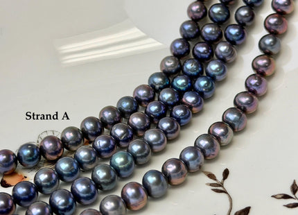 6-7 mm AA Peacock Color Off Round Freshwater Pearl Beads #P3739