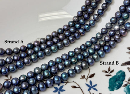 6-7 mm AA Peacock Color Off Round Freshwater Pearl Beads #P3739
