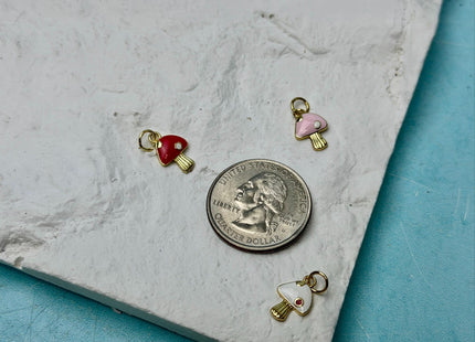 Mushroom Dainty Cute Charms for Necklace Jewelry Making, 18K Gold Filled Charm Enamel Colored Pendant #CR0111