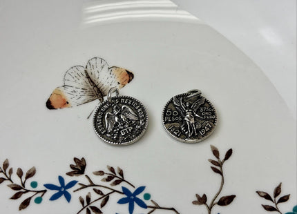 Mexican 50 Peso Centenario Oxidized Coin Charms for Necklace Jewelry Making, 18K Gold Filled Charm Medallion Pendant #CR0116