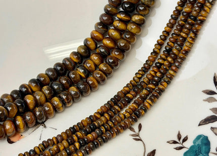 2x4mm 4x6mm 5x8mm Smooth Rondelle Tiger Eye Gemstone Beads 15 Inches Strand #4896