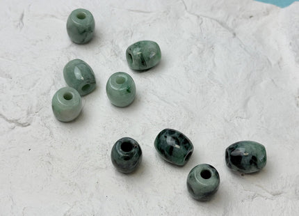 13x14 mm Natural Color Large Hole Smooth Barrel Shape Burmese Jade Beads 4.0mm Hole #4900