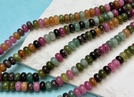 5x8mm Smooth Rondelle Shape Tourmaline Color Dyed Jade Beads 15 Inches Strand #4903