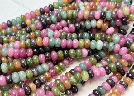 5x8mm Smooth Rondelle Shape Tourmaline Color Dyed Jade Beads 15 Inches Strand #4903