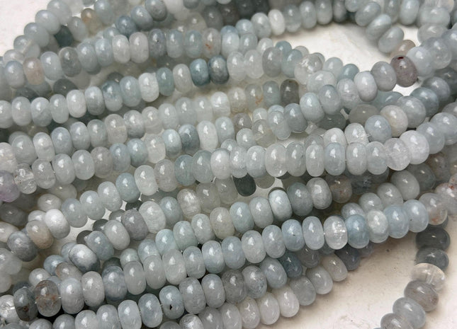 5x8mm Smooth Rondelle Shape Ice Blue Color Dyed Jade Beads 15 Inches Strand #4905