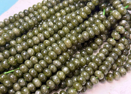 5x8mm Smooth Rondelle Shape Green Apatite Color Dyed Jade Beads 14.5 Inches Strand #4906