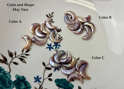 10-11x16-18mm AAA Natural Mauve Pink Crescent Moon Coin Freshwater Pearls Half Drilled High Luster Unique Cultured Pearl Beads #P3745