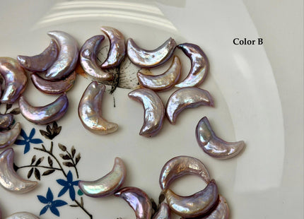 10-11x16-18mm AAA Natural Mauve Pink Crescent Moon Coin Freshwater Pearls Half Drilled High Luster Unique Cultured Pearl Beads #P3745