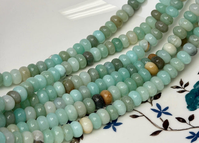 5x8mm Smooth Rondelle Shape Amazonite Color Dyed Jade Beads 14.5 Inches Strand #4909