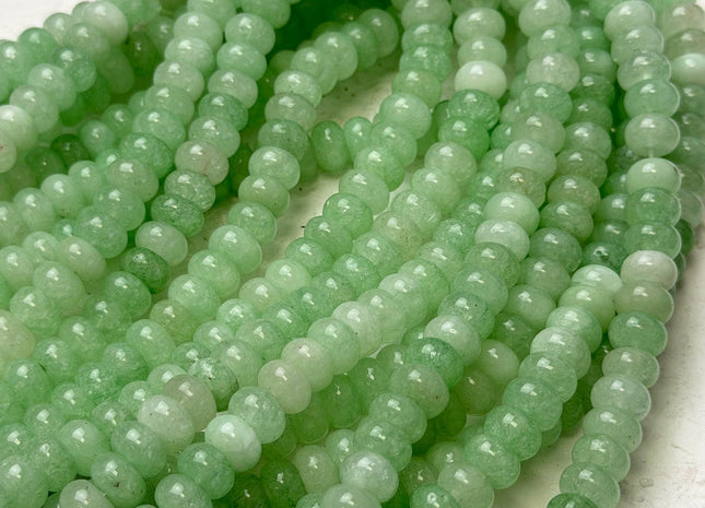 5x8mm Smooth Rondelle Shape Lime Green Color Dyed Jade Beads 15 Inches Strand #4912